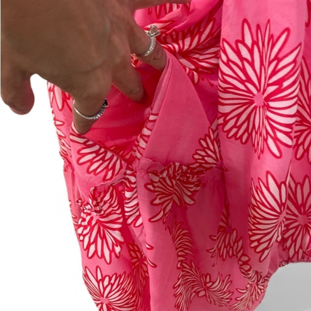 J.Marie Pink Floral Tiered Peasant Dress Size M | Lined | Boho Resort Style - Picture 7 of 9
